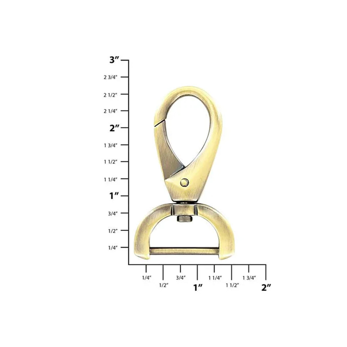 1" Antique Brass, 2 7/16" Lever Swivel Snap Hook, Zinc Alloy