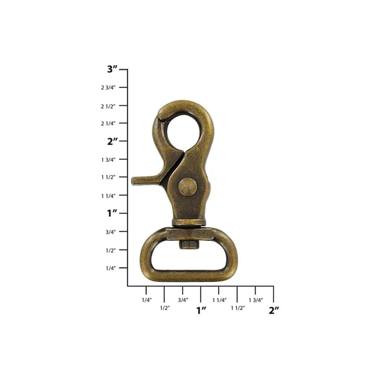 1" Antique Brass, Slim Trigger Swivel Snap Hook, Zinc Alloy