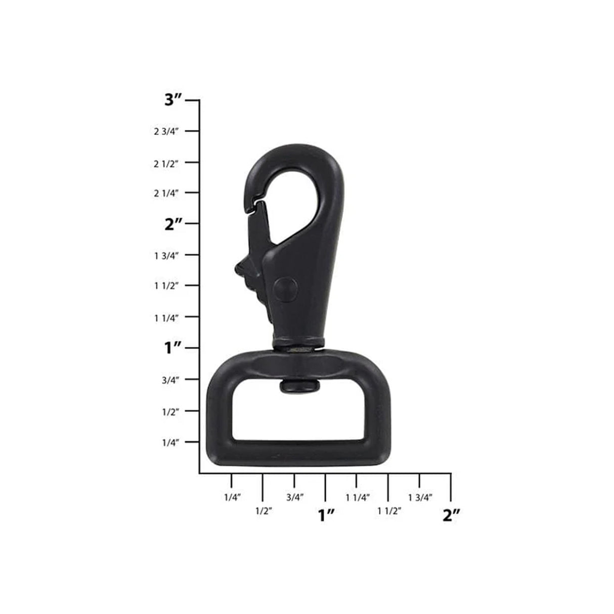 1" Matte Black, Lever Swivel Snap Hook, Zinc Alloy-PK4