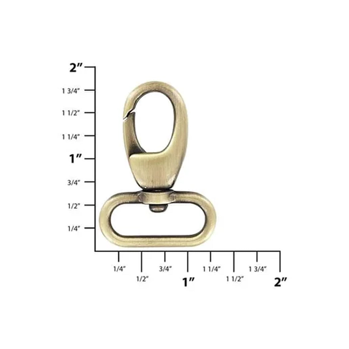 1" Brushed Antique Brass, Lever Swivel Snap Hook, Zinc Alloy