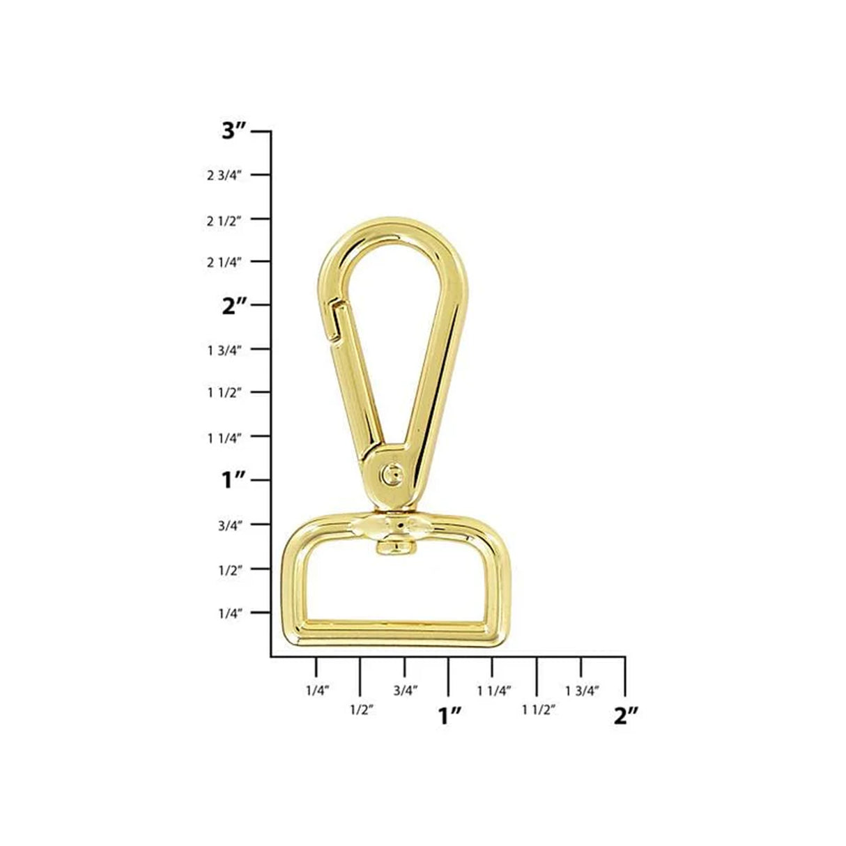 1" Shiny Gold, 2 3/8" Lever Swivel Snap Hook, Zinc Alloy