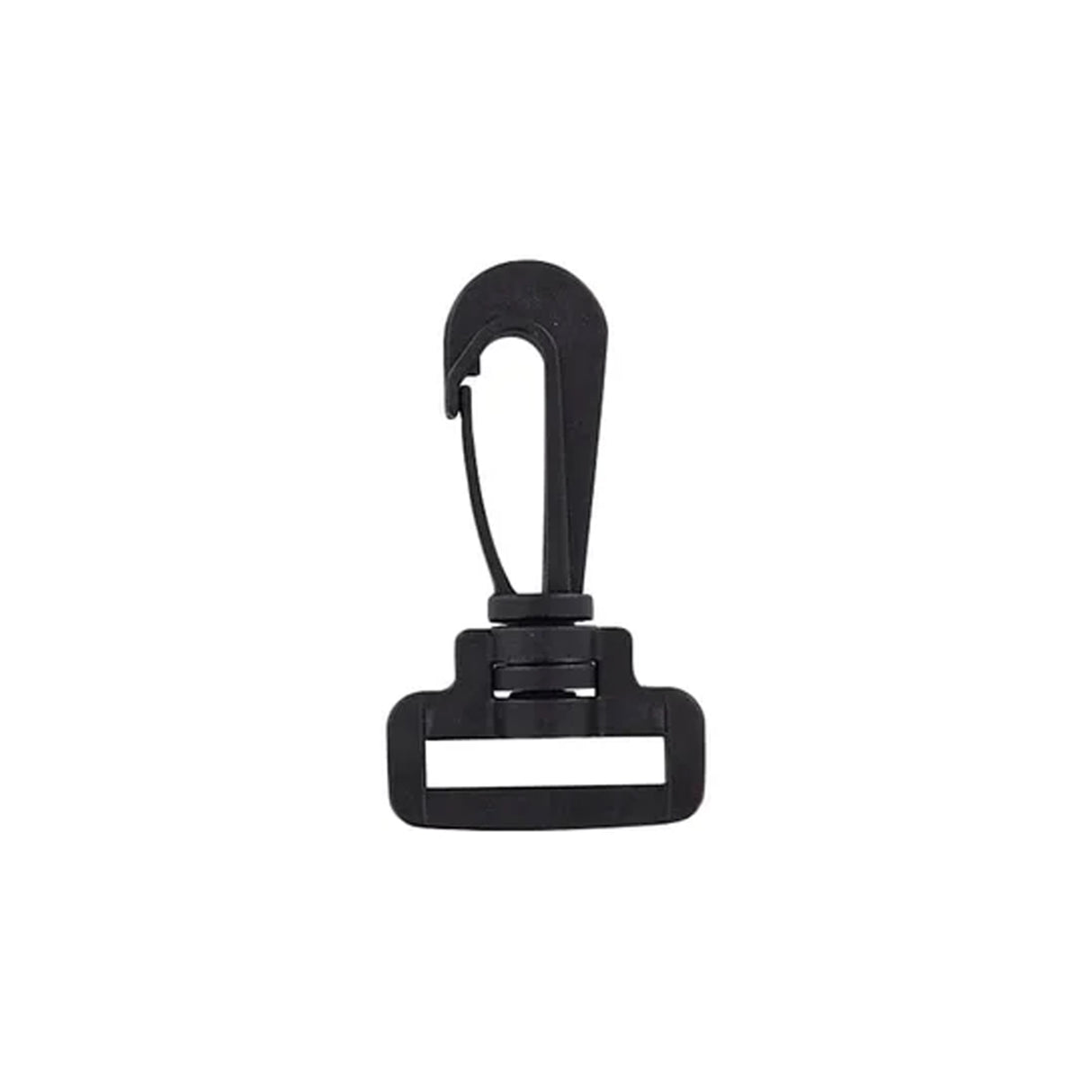 1" Matte Black, Lever Swivel Snap Hook, Plastic