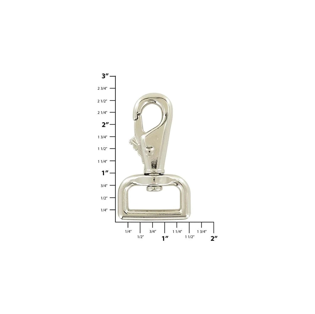 1" Nickel, Lever Swivel Snap Hook, Zinc Alloy-PK4