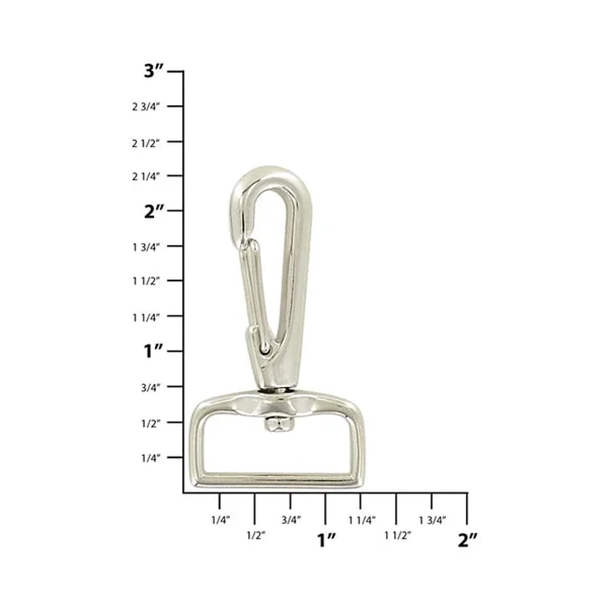 1" Nickel, Slim Lever 2 1/8" Swivel Snap Hook, Zinc Alloy