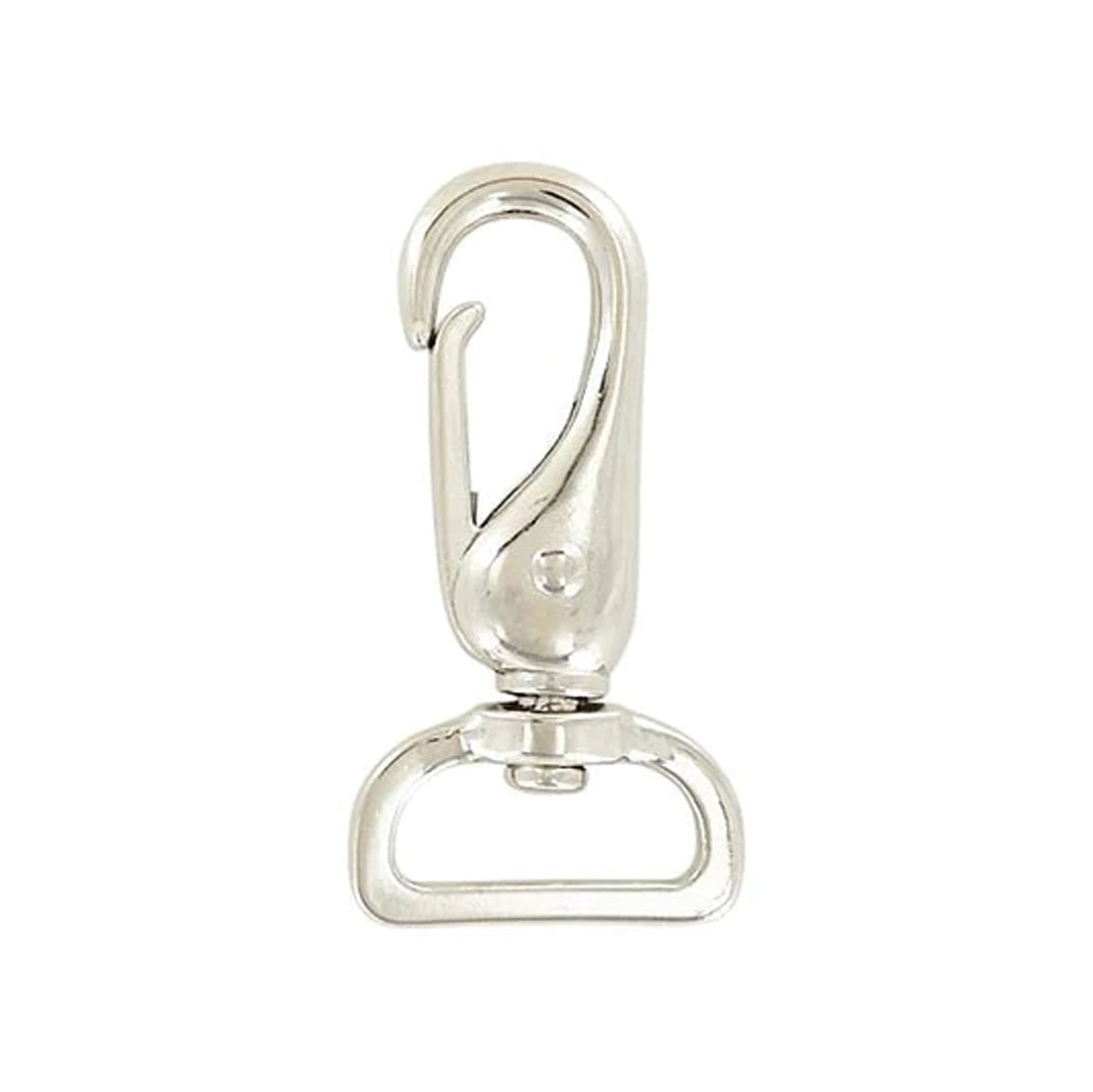 1" Nickel, Curved Lever 2 5/8" Swivel Snap Hook, Zinc Alloy