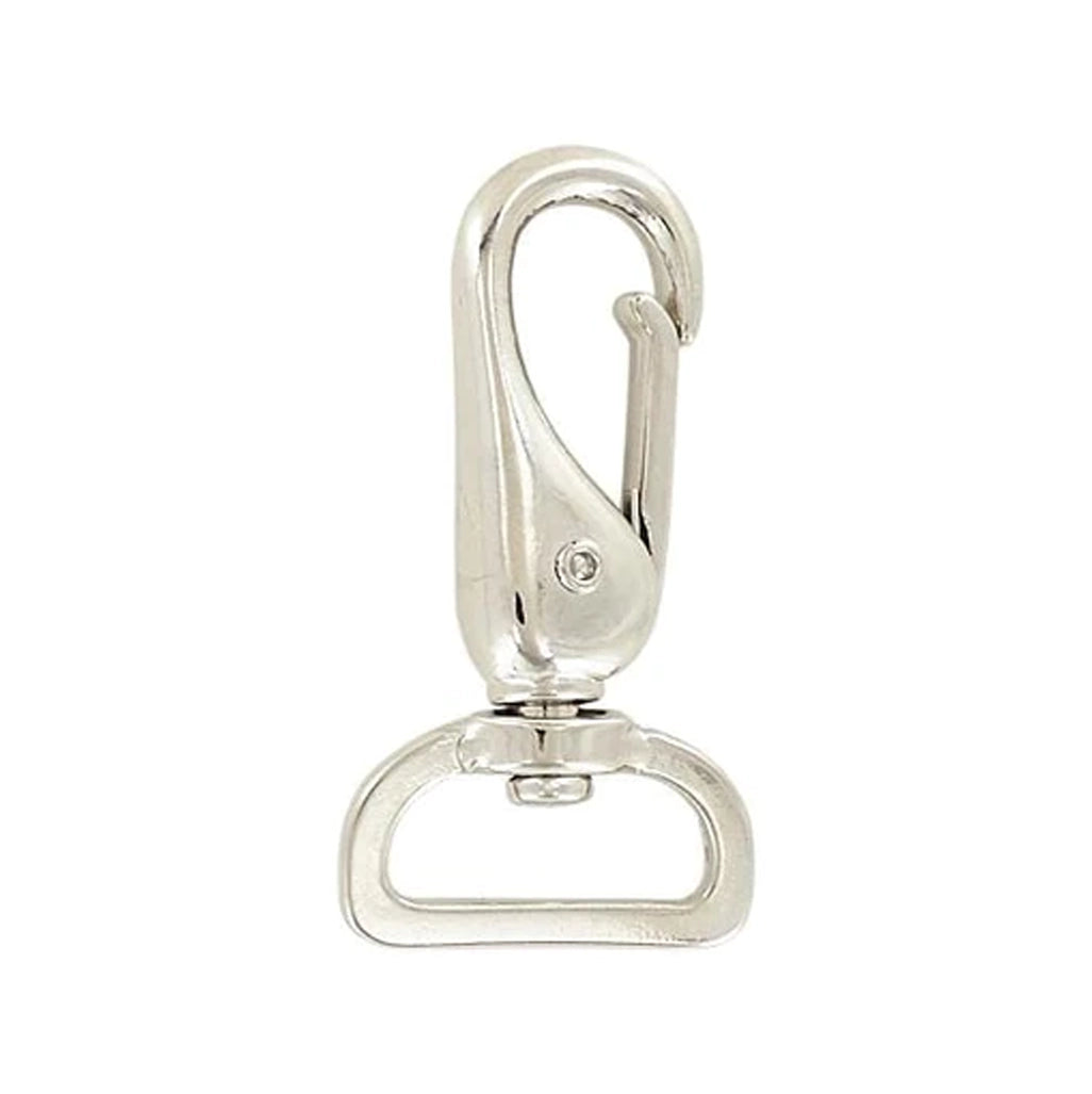 1" Nickel, Curved Lever 2 5/8" Swivel Snap Hook, Zinc Alloy
