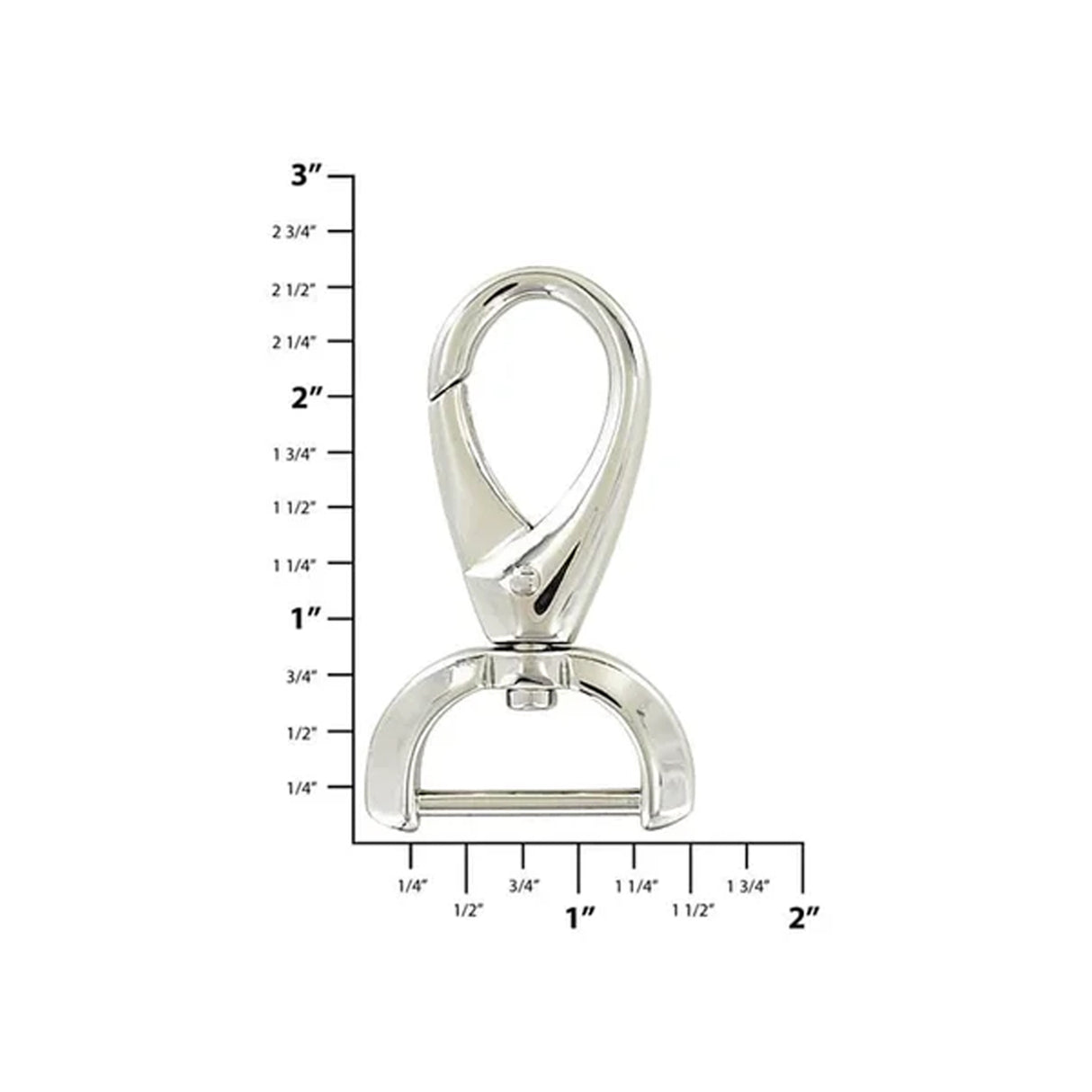 1" Shiny Nickel, 2 7/16" Lever Swivel Snap Hook, Zinc Alloy