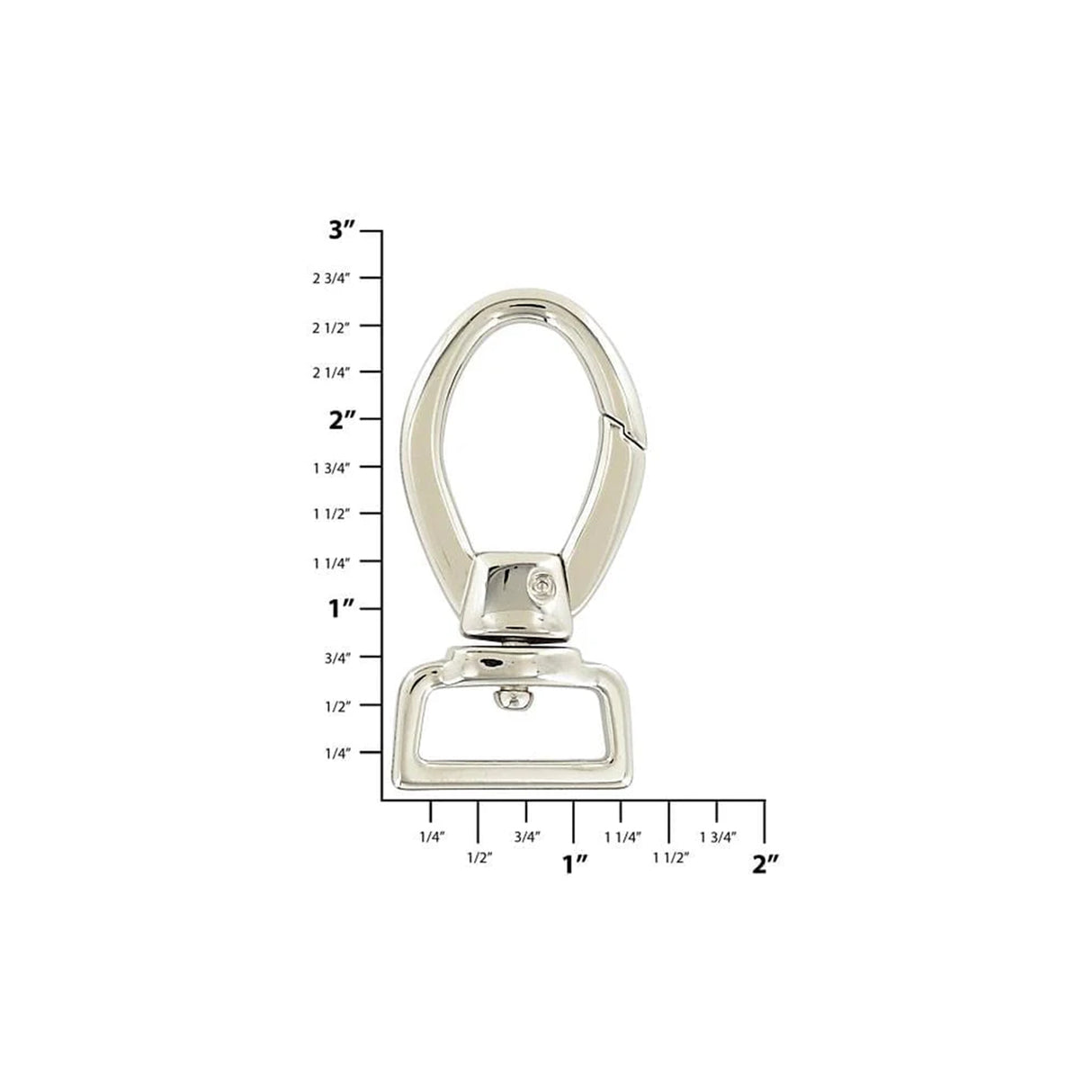 1" Nickel, Rectangular Swivel Snap Hook, Zinc Alloy