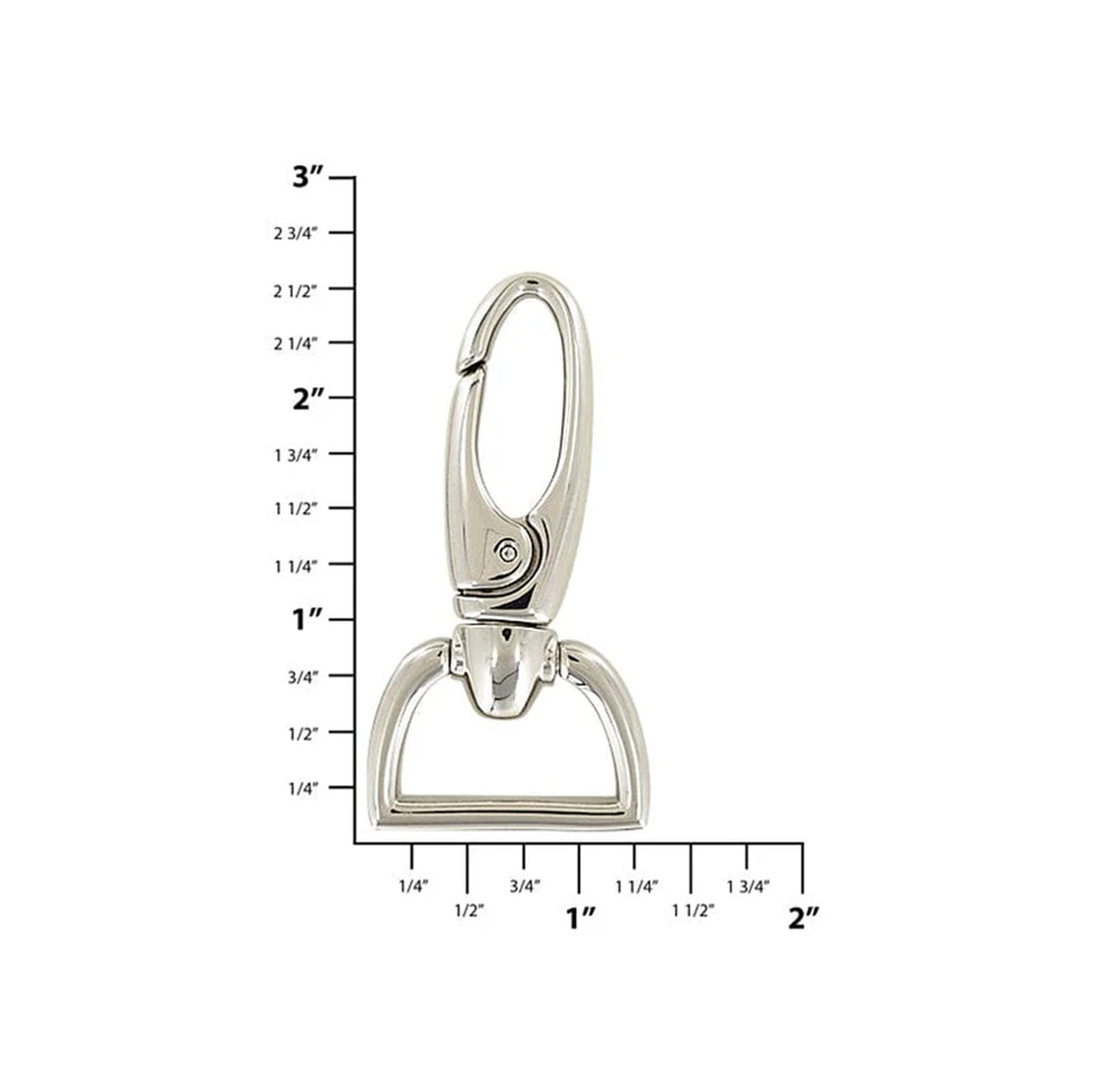 1" Shiny Nickel, 2 1/2" Lever Swivel Snap Hook, Zinc Alloy
