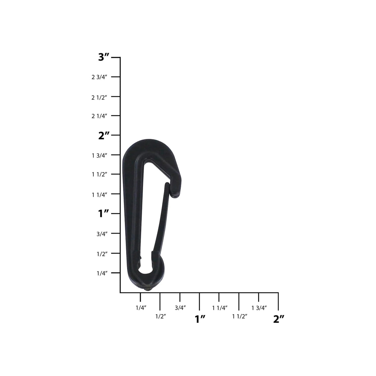 2" Black, Snap Hook, Plastic-PK4