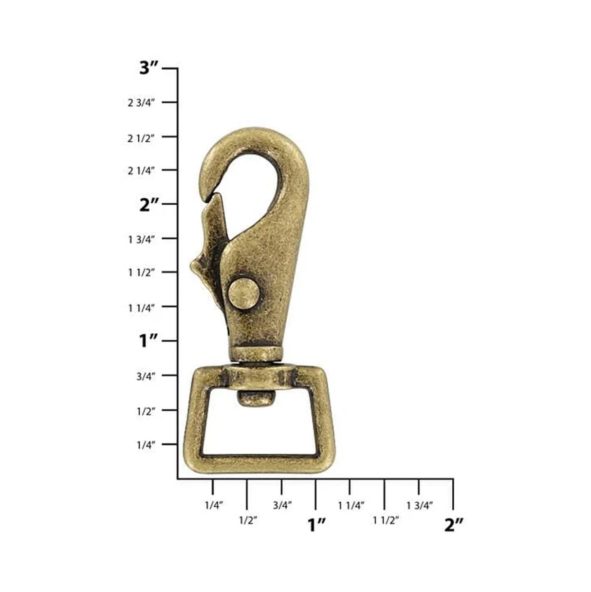 3/4" Antique Brass, 2 7/16" Lever Swivel Snap Hook, Zinc Alloy