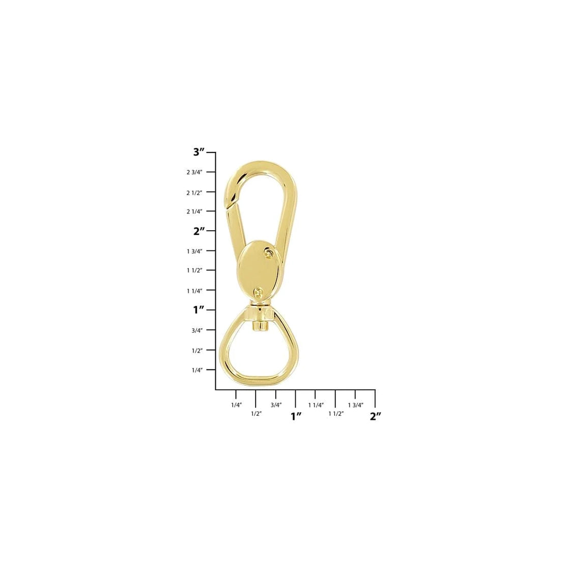 3/4" Shiny Gold, 2 7/8" Lever Flat Profile Swivel Snap, Zinc Alloy
