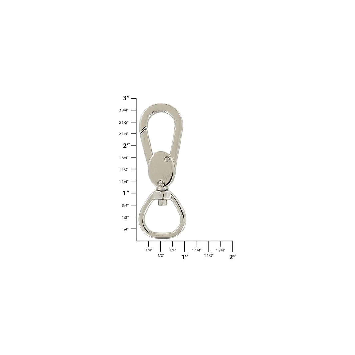 3/4" Shiny Nickel, Lever Flat Profile Swivel Snap, Zinc Alloy