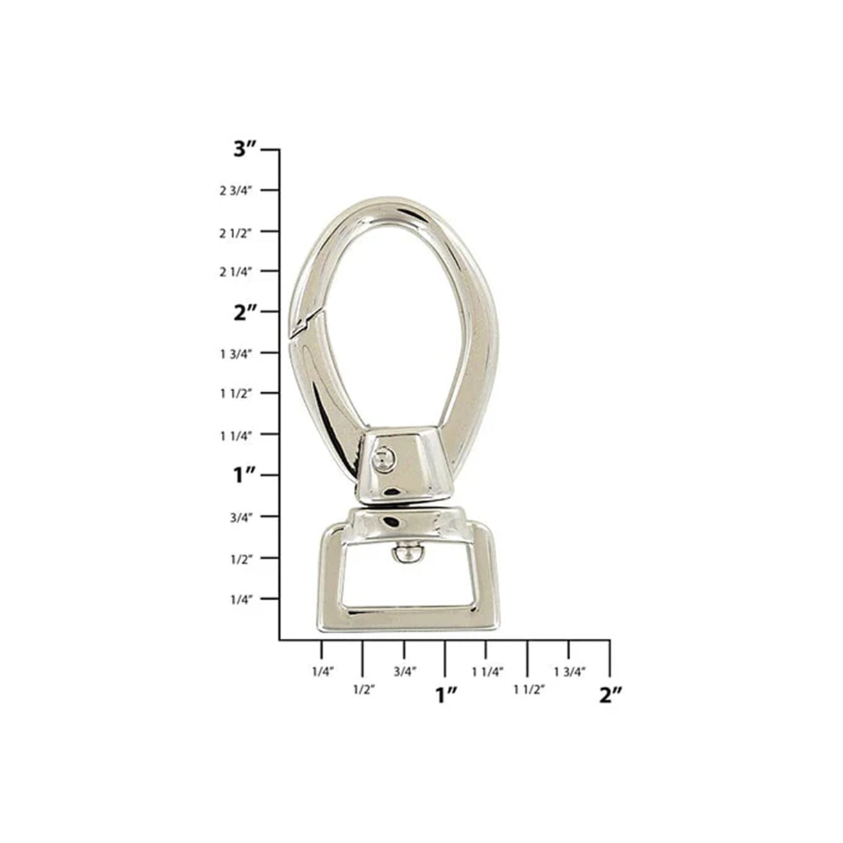 3/4" Nickel, 2 9/16" Lever Swivel Snap Hook, Zinc Alloy
