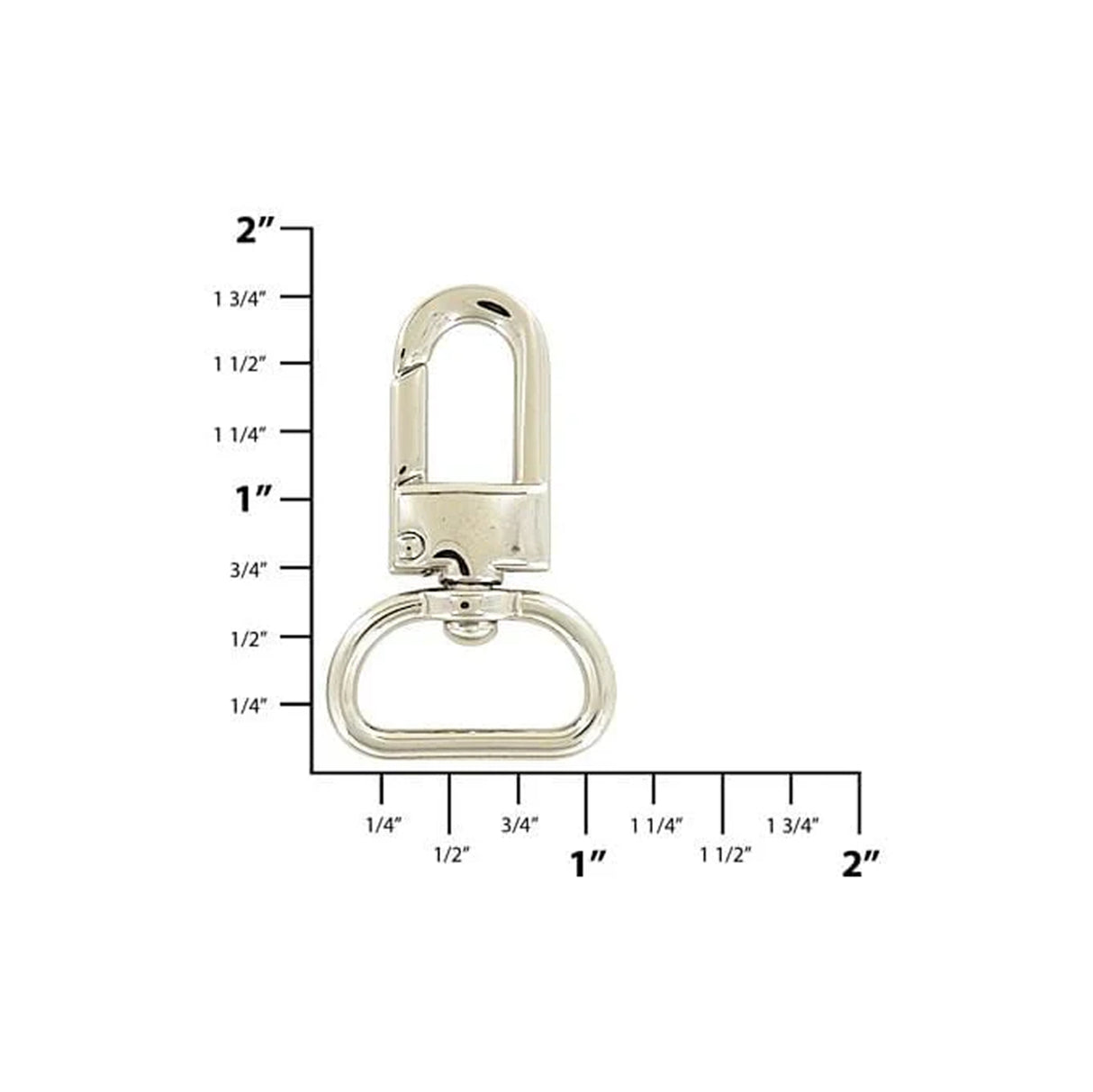 3/4" Shiny Nickel, 1 11/16" Lever Swivel Snap Hook, Zinc Alloy