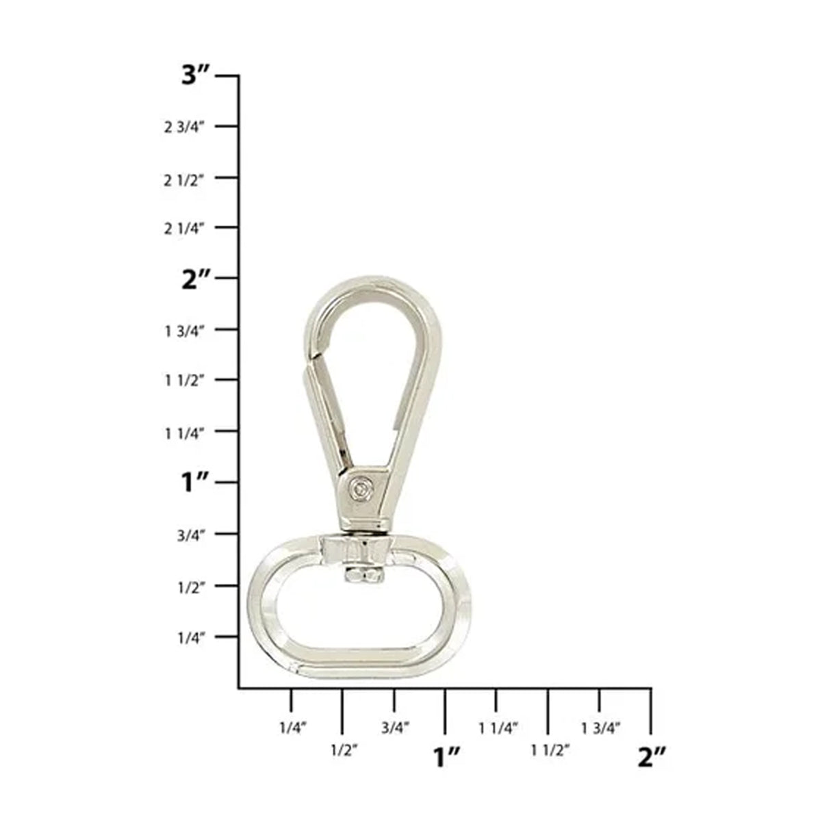3/4" Nickel, 2" Lever Swivel Snap Hook, Zinc Alloy