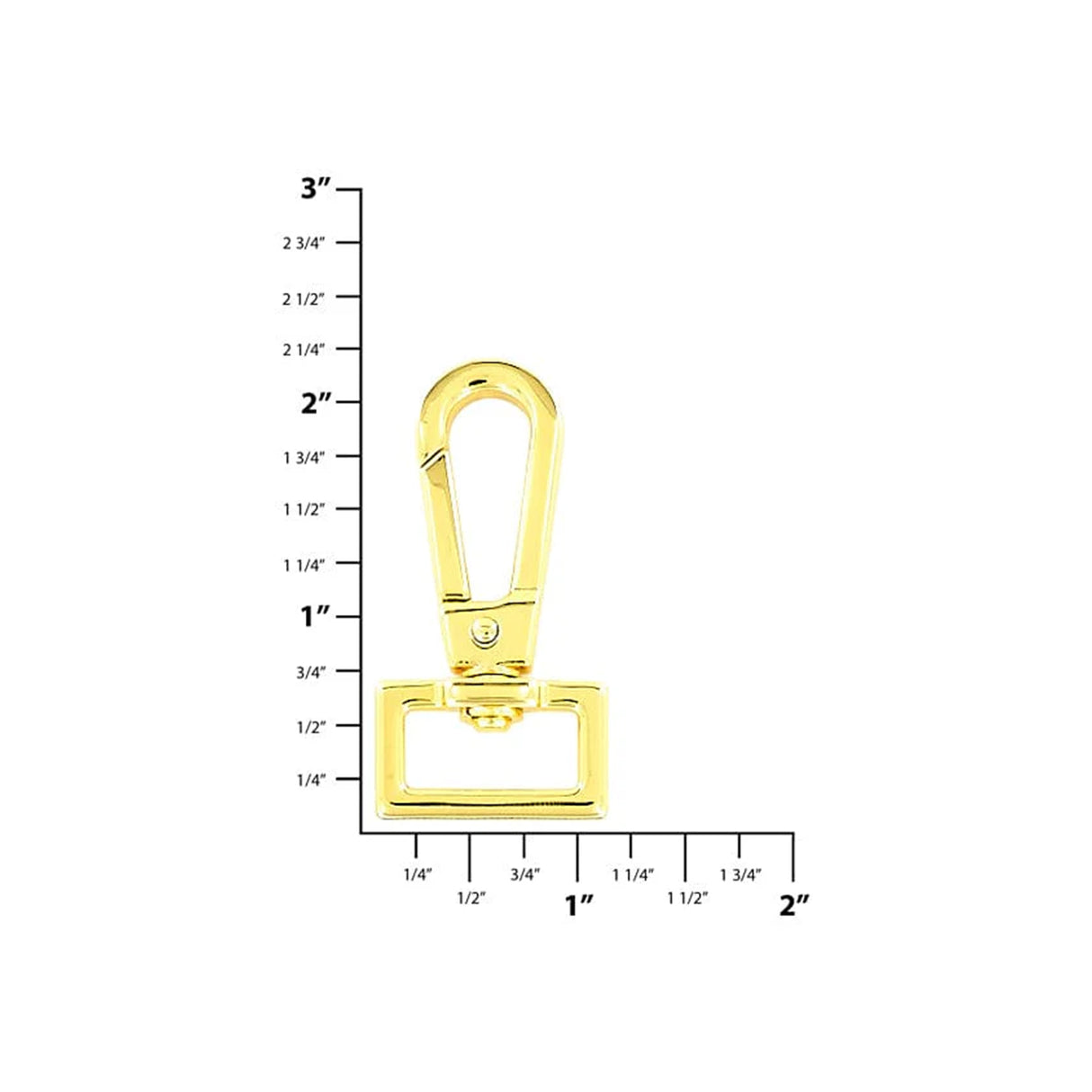 3/4" Shiny Gold, 2 1/8" Lever Flat Profile Swivel Snap, Zinc Alloy