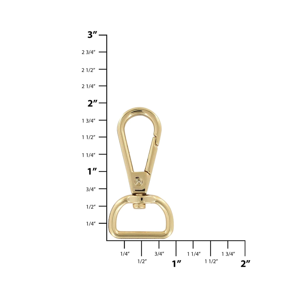 3/4" Shiny Lt Gold, Tear Drop Lever Swivel Snap, Zinc Alloy with dimensions