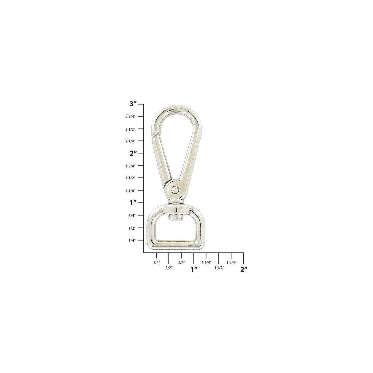 3/4" Shiny Nickel, 2 7/8" Lever Swivel Snap Hook, Zinc Alloy