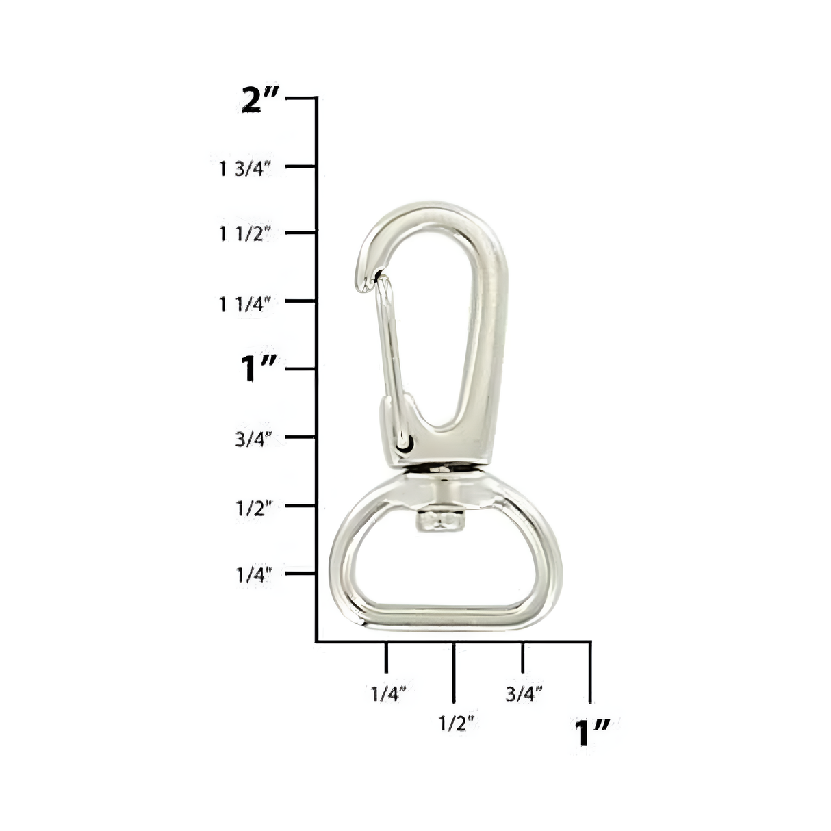 5/8" Nickel, 1 1/2" Lever Swivel Snap Hook, Zinc Alloy