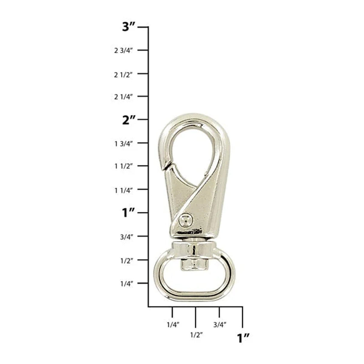 5/8" Nickel, 2" Lever Swivel Snap Hook, Zinc Alloy