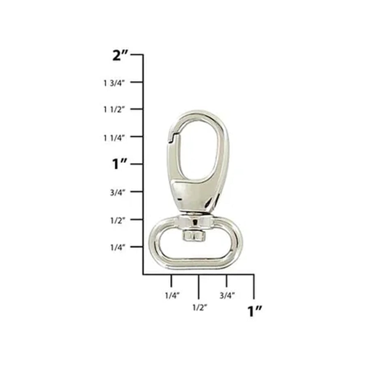 5/8" Shiny Nickel, 1 3/8" Lever Swivel Snap Hook, Zinc Alloy