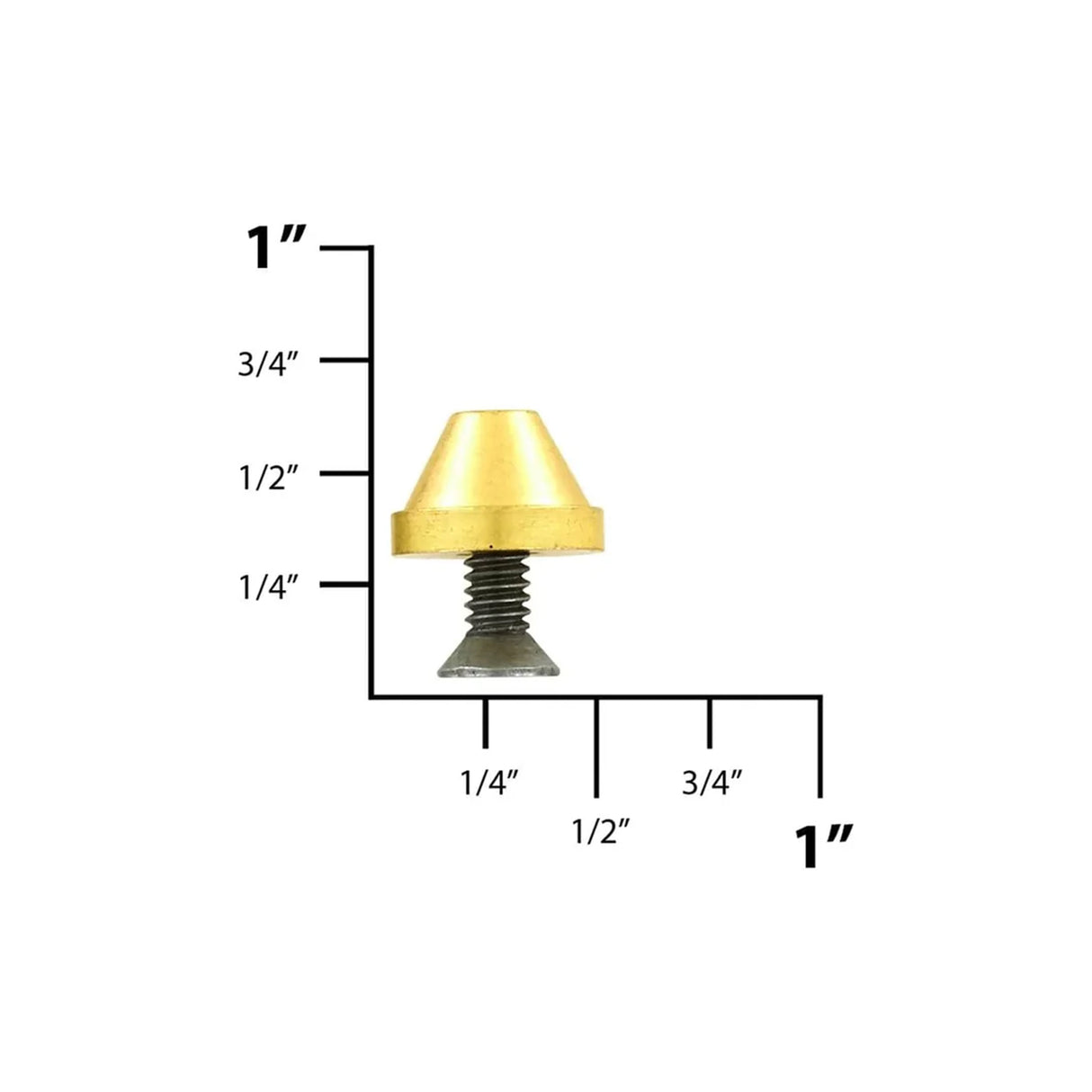 12mm Brass, Cone Handbag Bottom w/screw, Solid Brass-PK10