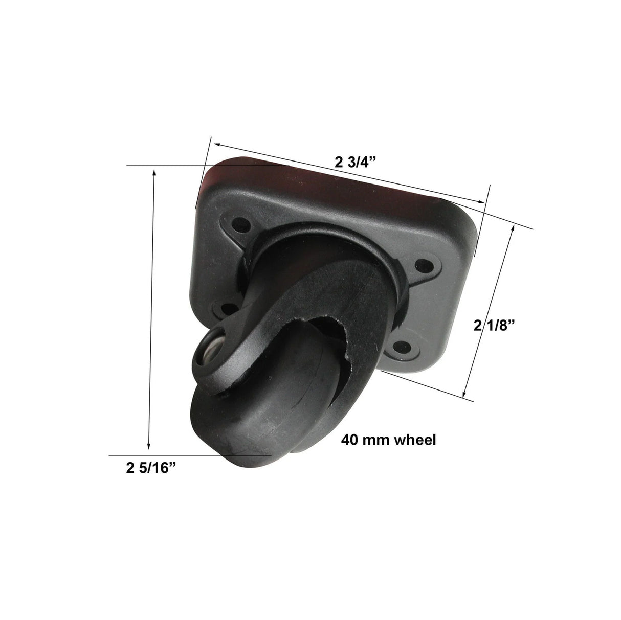 2 5/16" Black, Spinner Wheel w/ Housing, Plastic