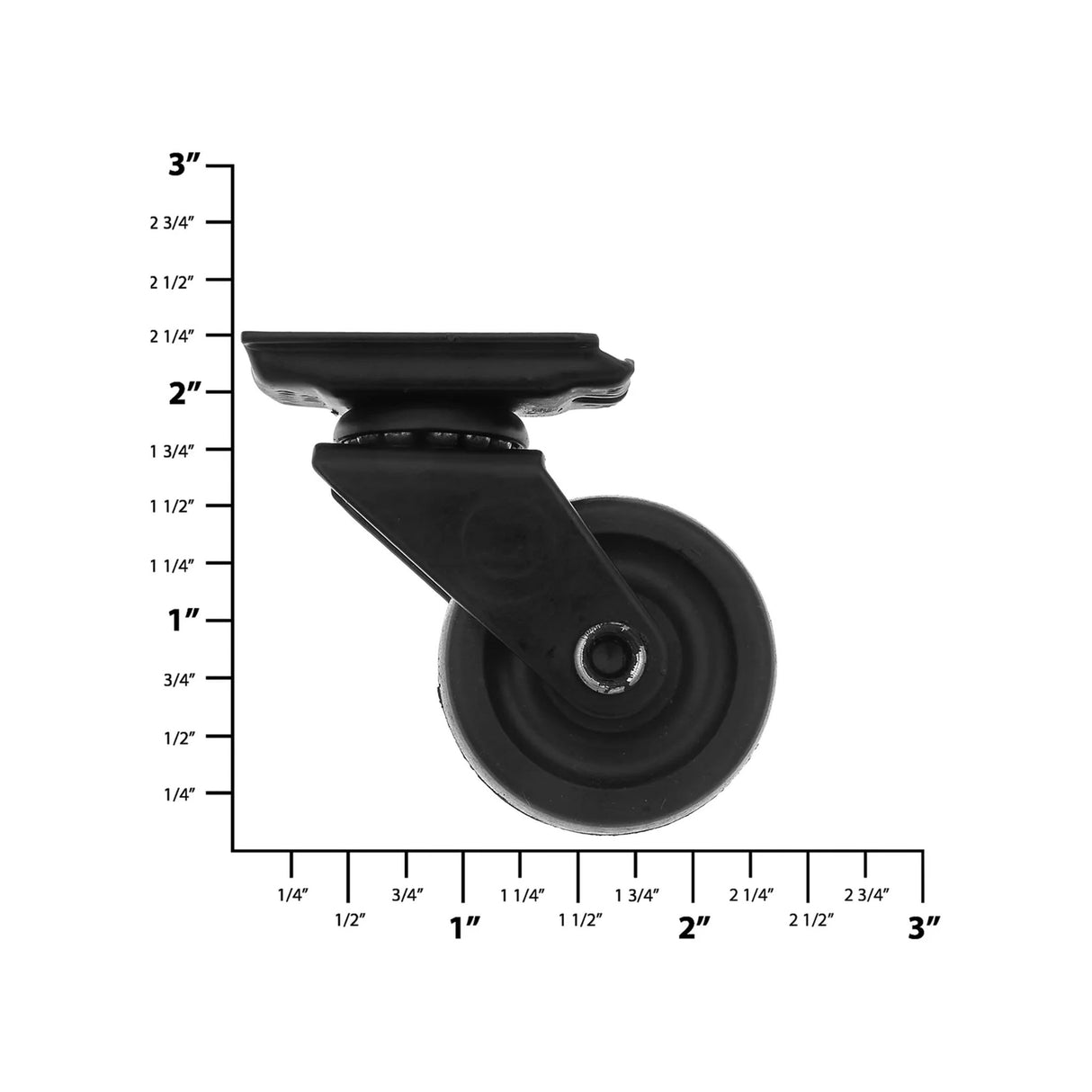 2" Black, Swivel Wheel, Steel