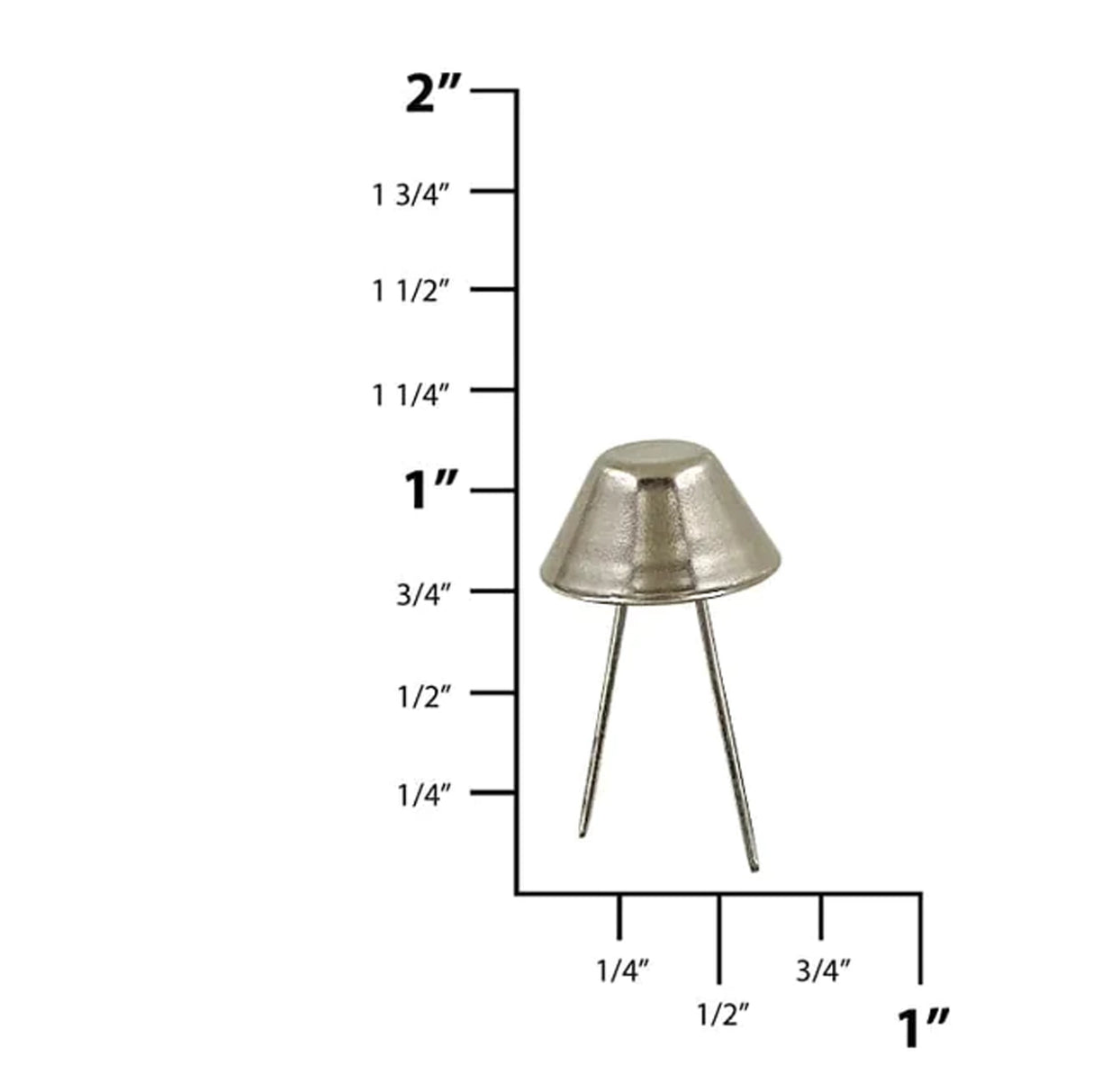 5/8" Black/Nickel, Cone Handbag Bottom Stud Prong, Zinc Alloy-PK10