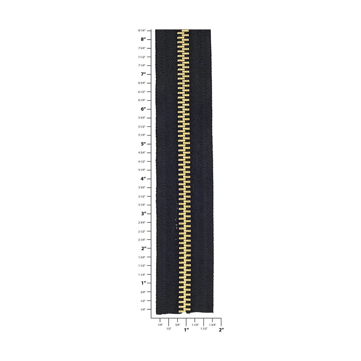 #10 Black, YKK Metal Chain Zipper Tape with Brass Teeth