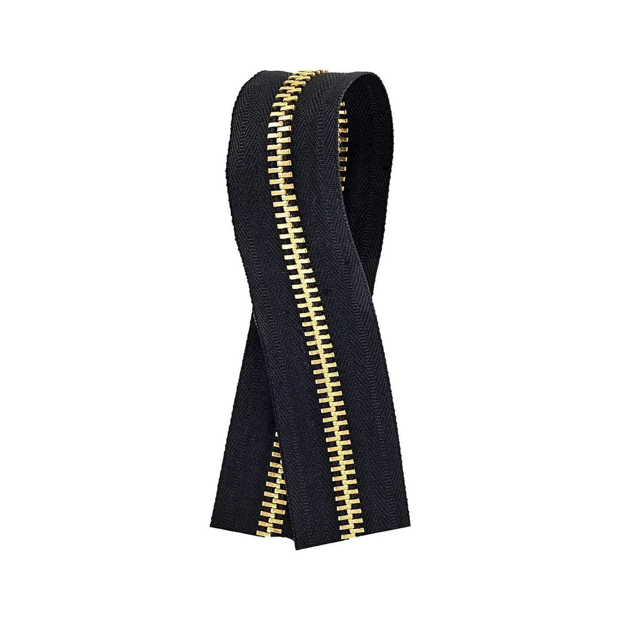 #10 Black, YKK Metal Chain Zipper Tape with Brass Teeth