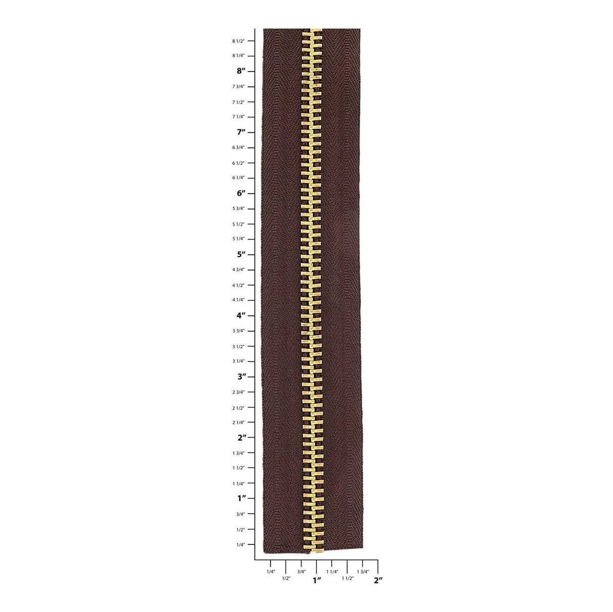 #10 Brown, YKK Metal Chain Zipper Tape with Brass Teeth