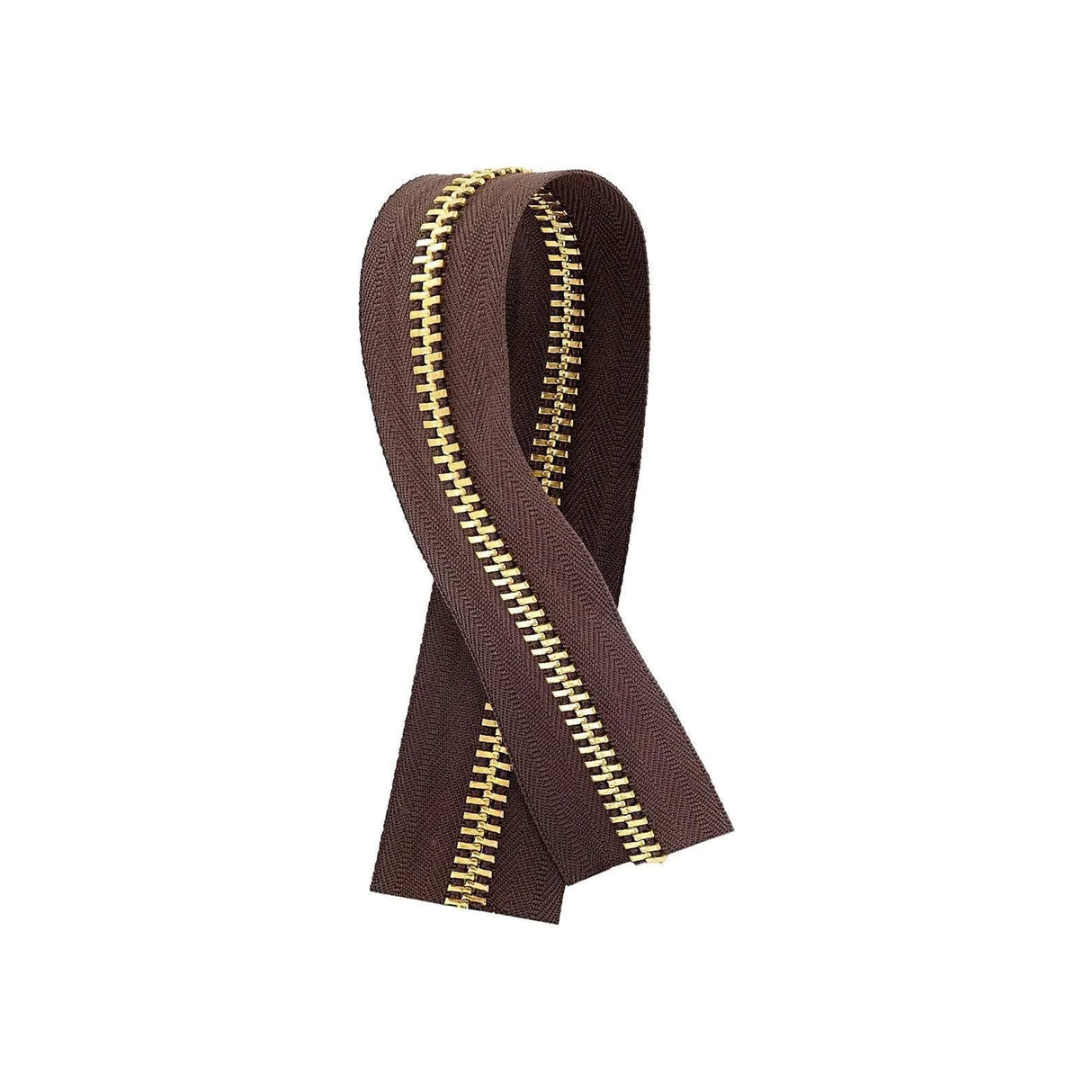 #10 Brown, YKK Metal Chain Zipper Tape with Brass Teeth