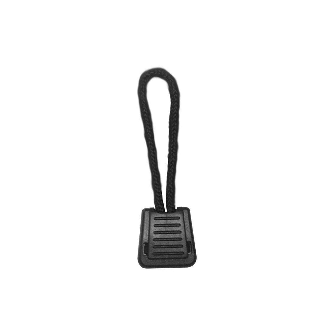 2 1/4" Black, Zipper Pull With Cord, Plastic