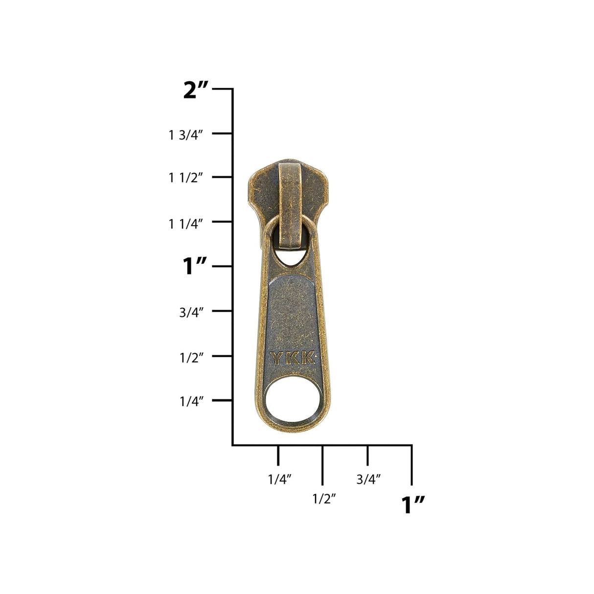 #5 Antique Brass, Metal, YKK Long Tab Semi-Swivel Zipper Slider, Zinc Alloy