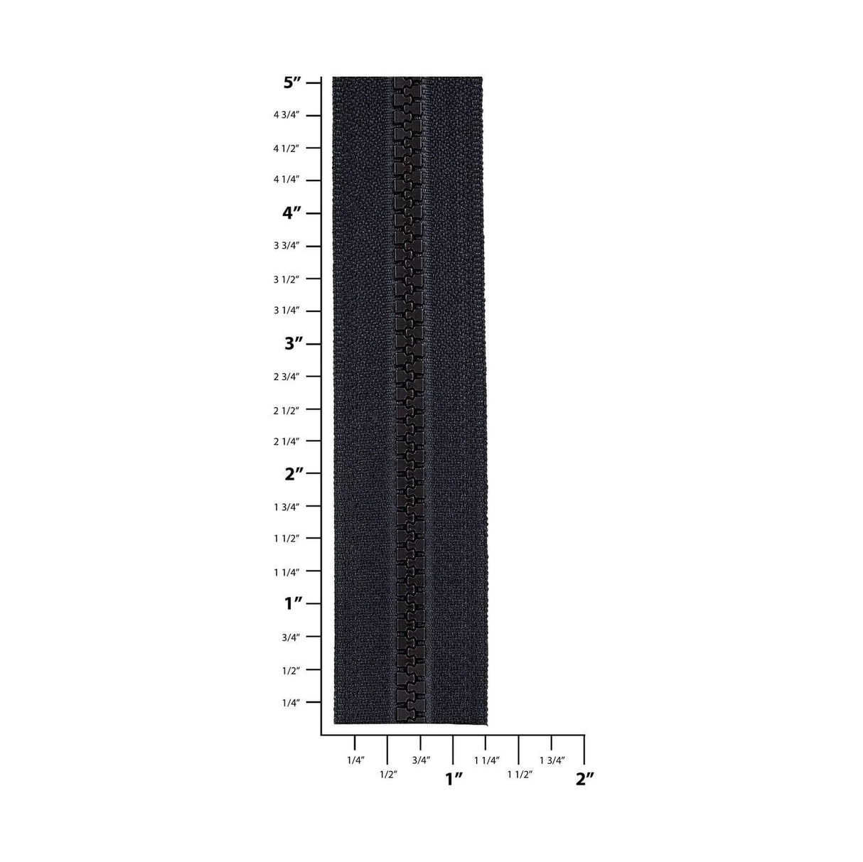 #5 Black, YKK Vislon Zipper Tape with Black Plastic Teeth
