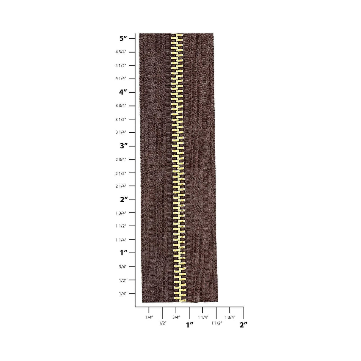 #5 Brown, YKK Metal Chain Zipper Tape with Brass Teeth