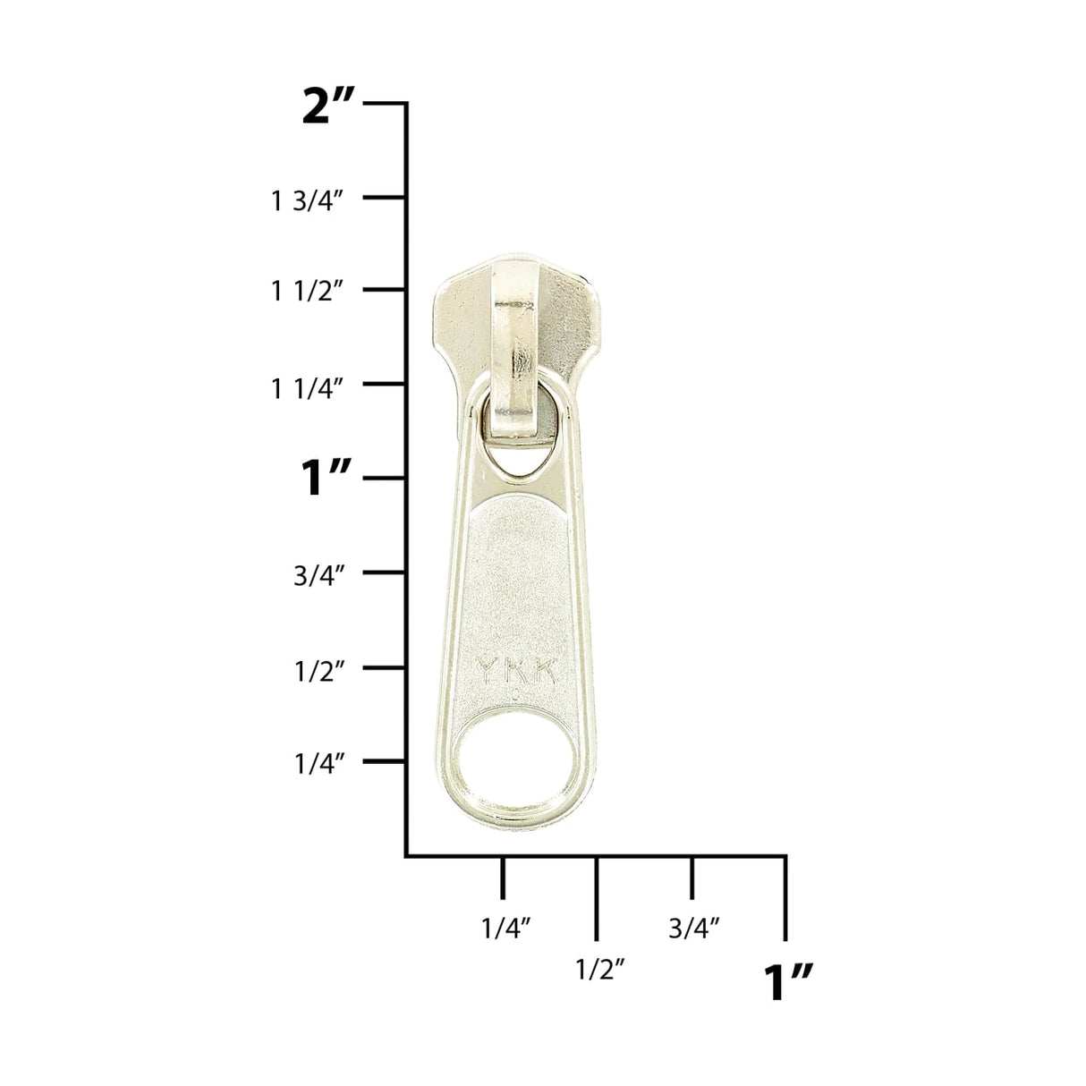 #5 Nickel, Metal, YKK Long Tab Semi-Swivel Zipper Slider, Zinc Alloy