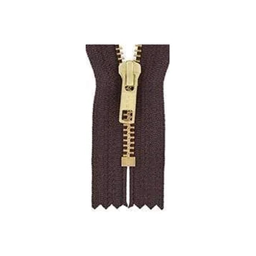 #6 Metal, Brown, 10" YKK Closed End Zipper with Brass Teeth