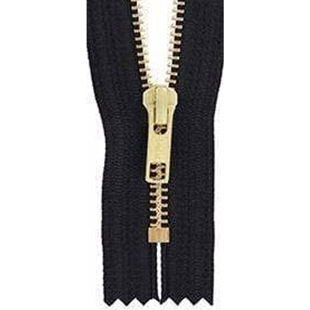 #6 Metal, Black, 14" YKK Closed End Zipper with Brass Teeth