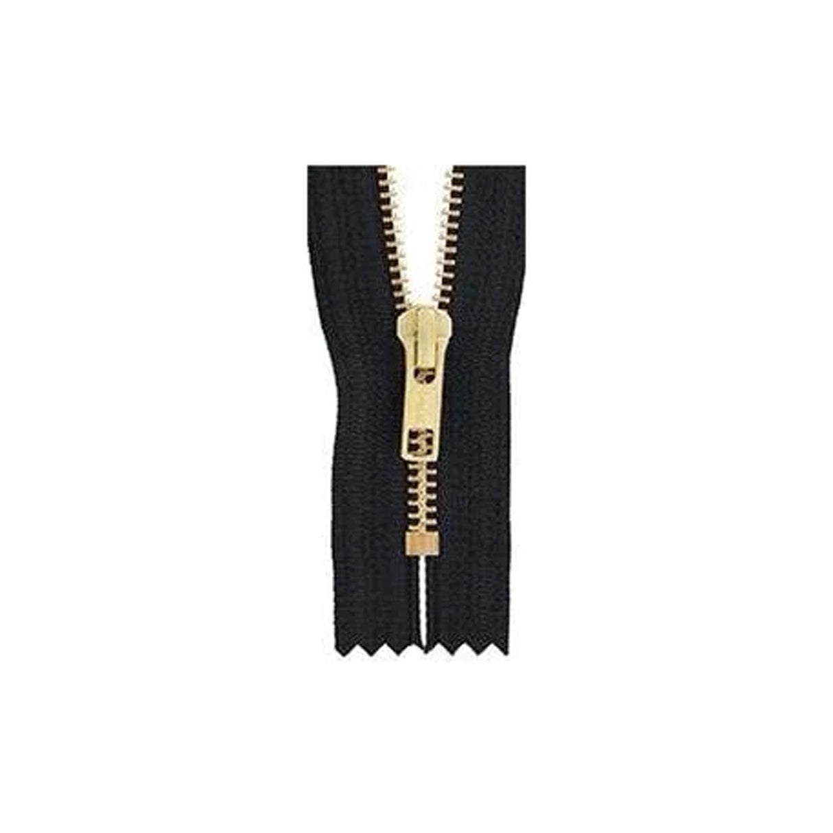 #6 Metal, Black, 16" YKK Closed End Zipper with Brass Teeth