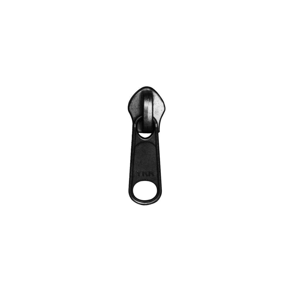 #8 Black, Coil, YKK Long Tab Semi-Swivel Zipper Slider, Zinc Alloy