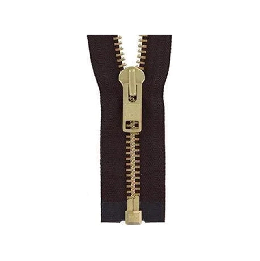 #10 Metal, Brown, 30" YKK Separating Jacket Zipper with Brass Teeth