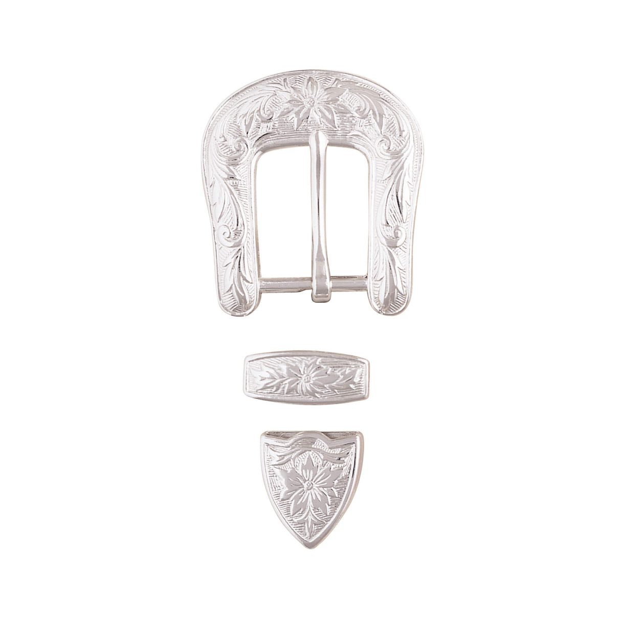 Western Floral Buckle Loop & Tip Set, 1"