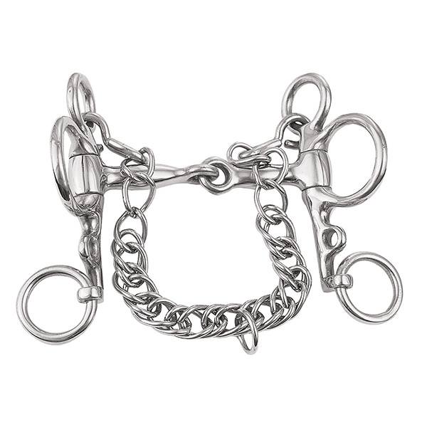 Miniature Pelham Bit, 3-1/2" Snaffle Mouth