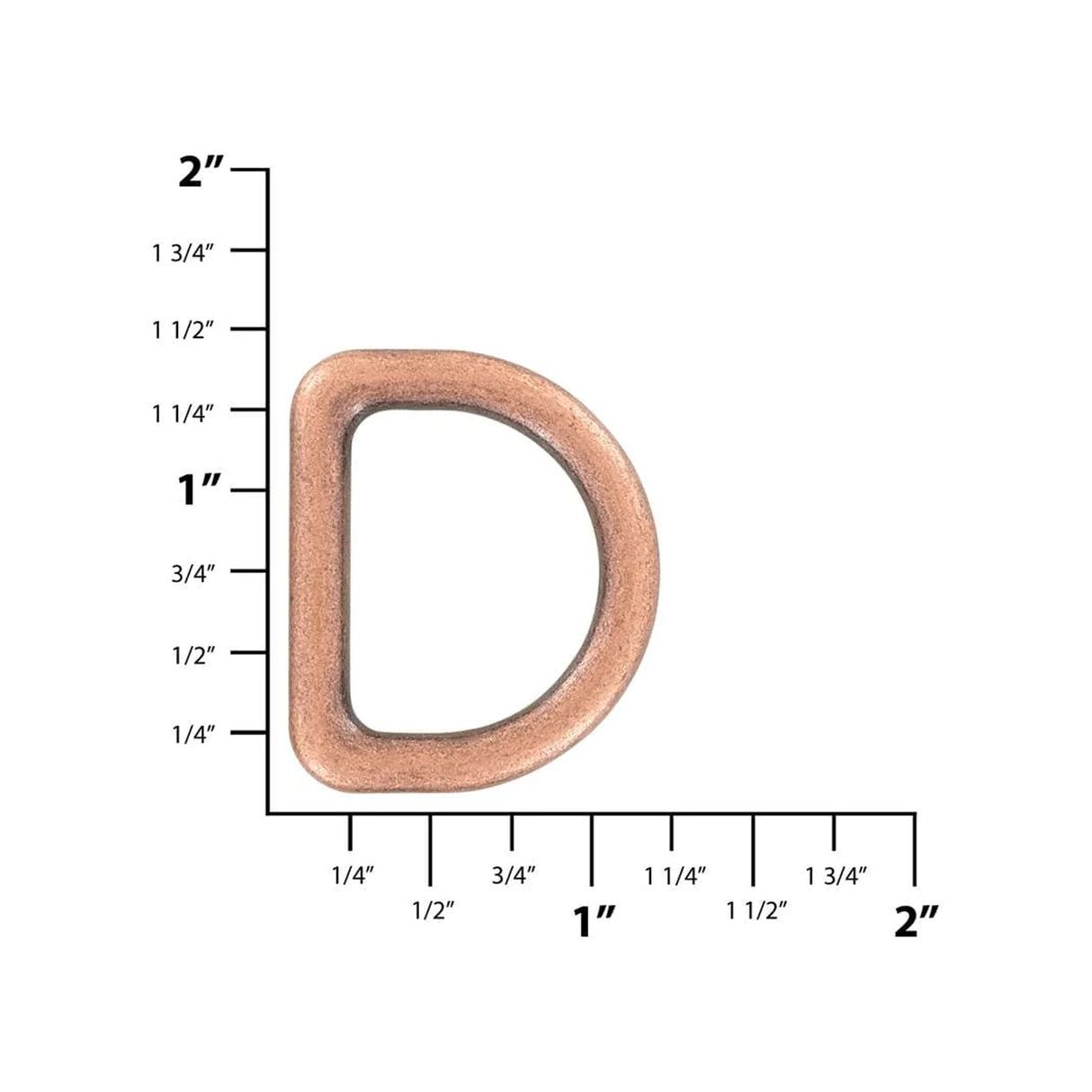 1" Antique Copper, Cast D-Ring, Zinc Alloy