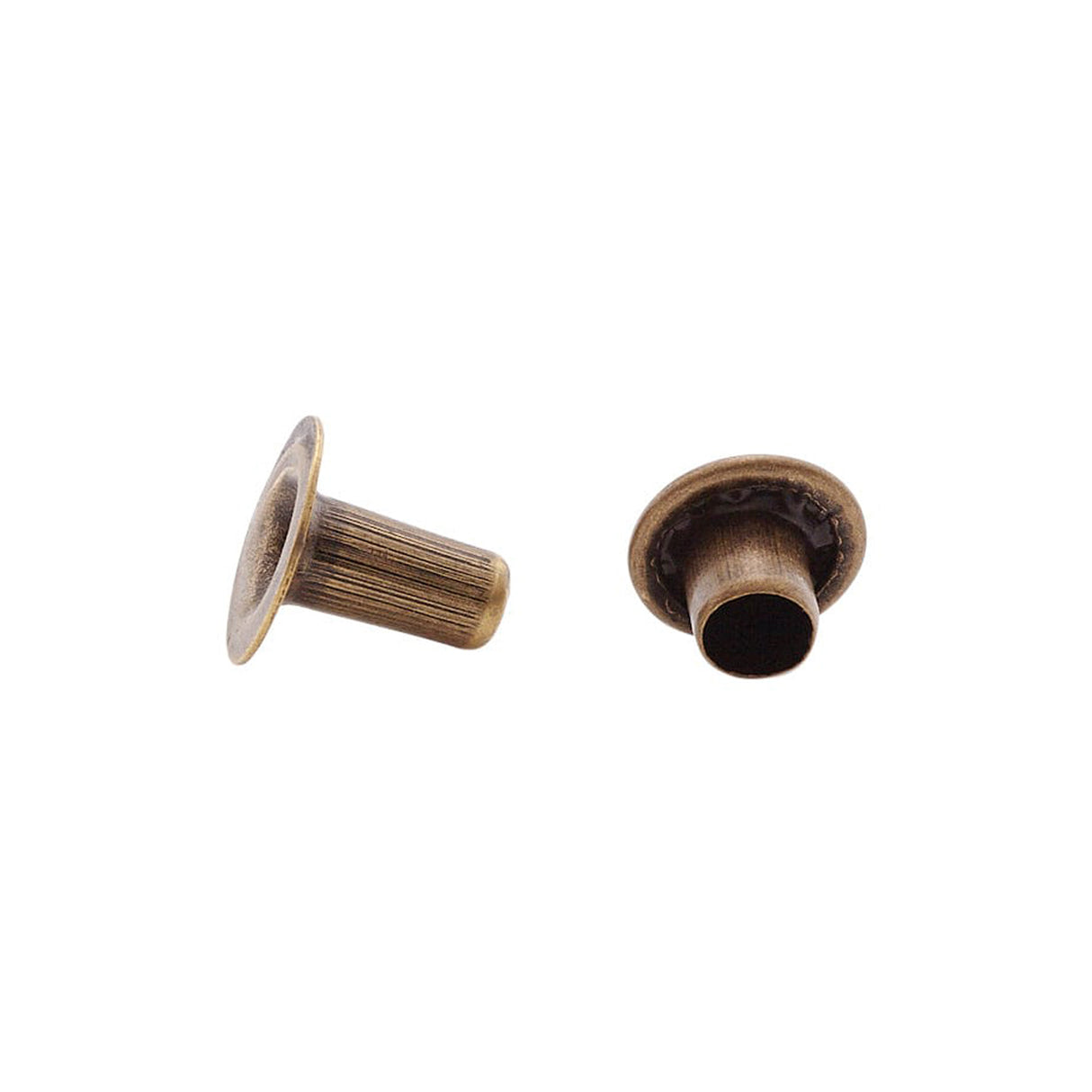 7mm Antique Brass, Single Cap Jiffy Rivets, Solid Brass-100ct