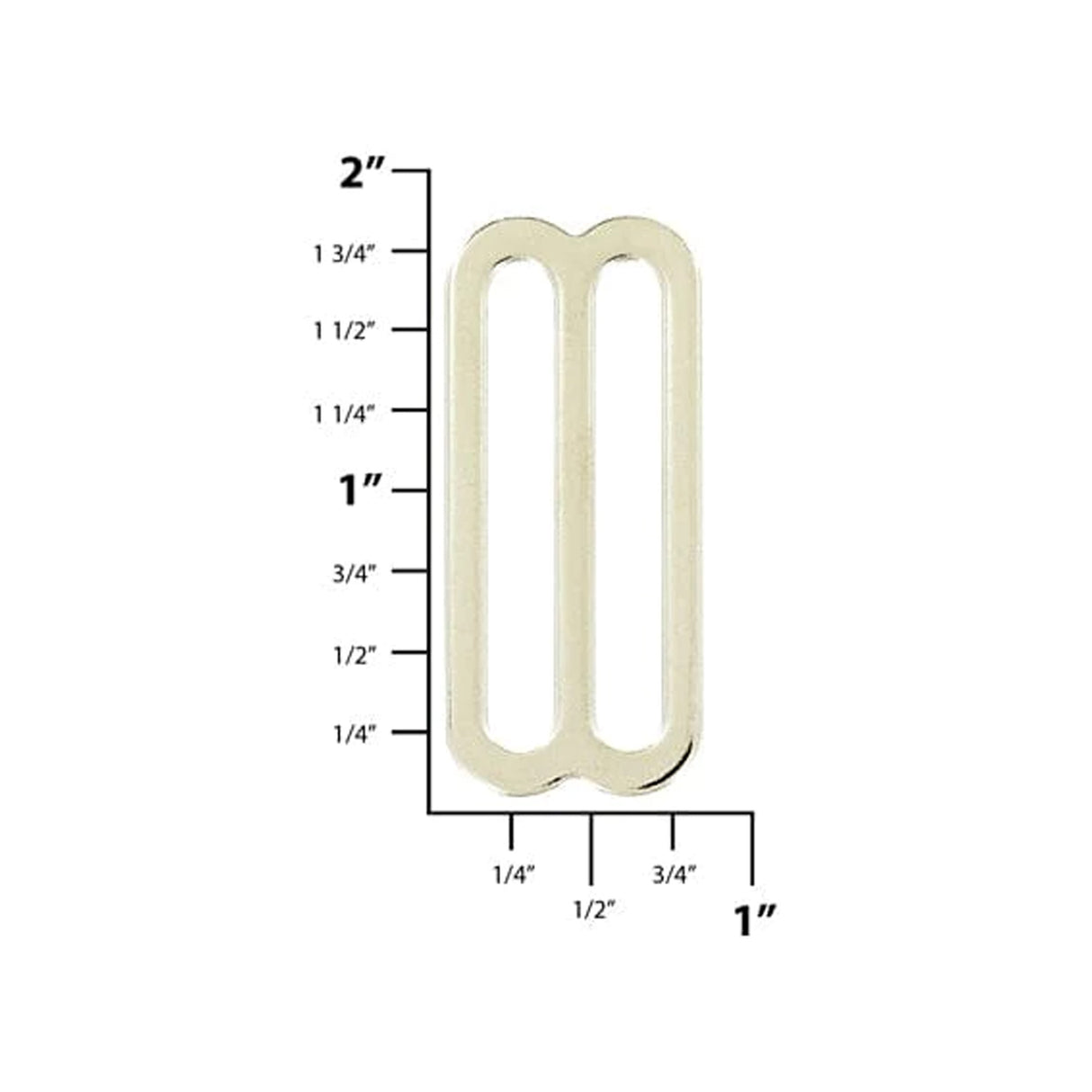 1 1/2" Nickel, Flat Stamped Double Loop, Tri Bar Slide, Steel