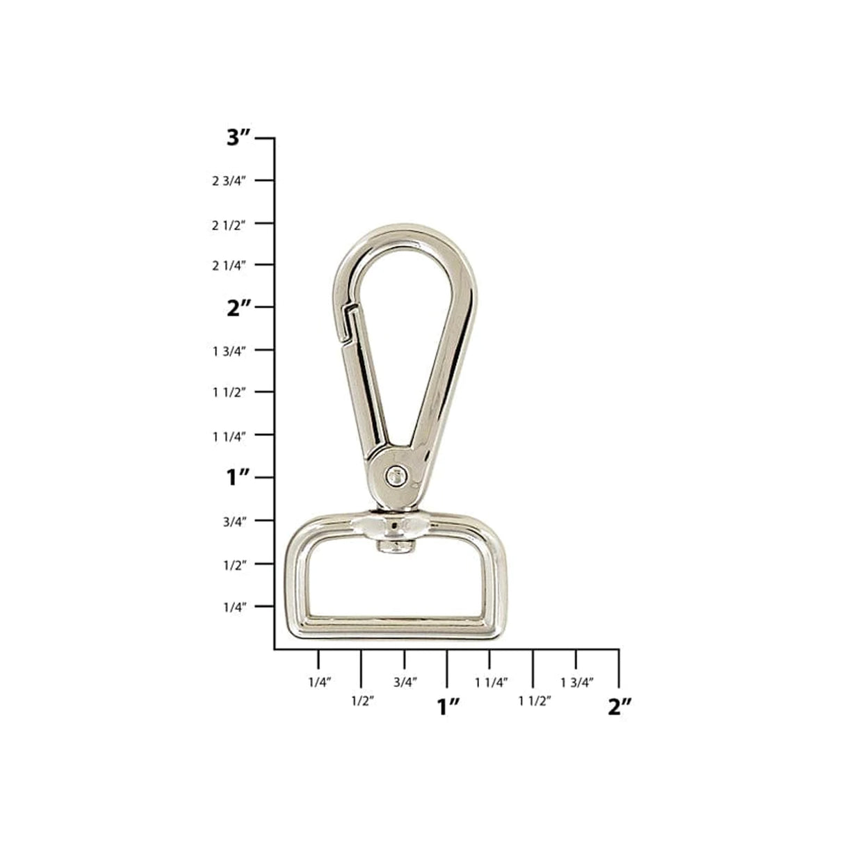 1" Nickel, Tapered Lever 2 3/8" Swivel Snap Hook, Zinc Alloy
